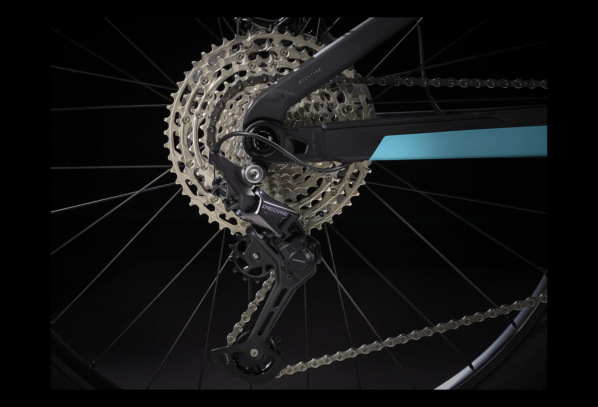 VTT Électrique Tout-Suspendu Trek Rail 5 Shimano Deore 12V 625 Wh 29'' Noir Mat / Vert Miami 2022 – Image 2