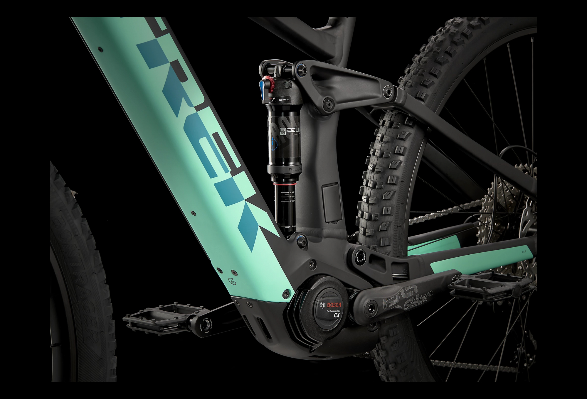 VTT Électrique Tout-Suspendu Trek Rail 5 Shimano Deore 12V 625 Wh 29'' Noir Mat / Vert Miami 2022 – Image 4