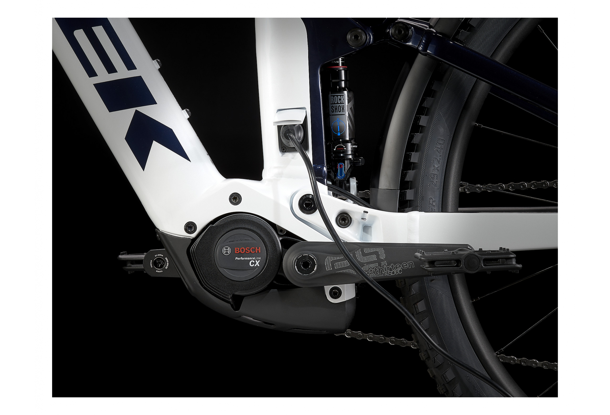 VTT Électrique Tout-Suspendu Trek Powerfly FS 7 Shimano SLX XT 12V 625 Wh 29'' Blanc / Bleu Alpine 2022 – Image 7
