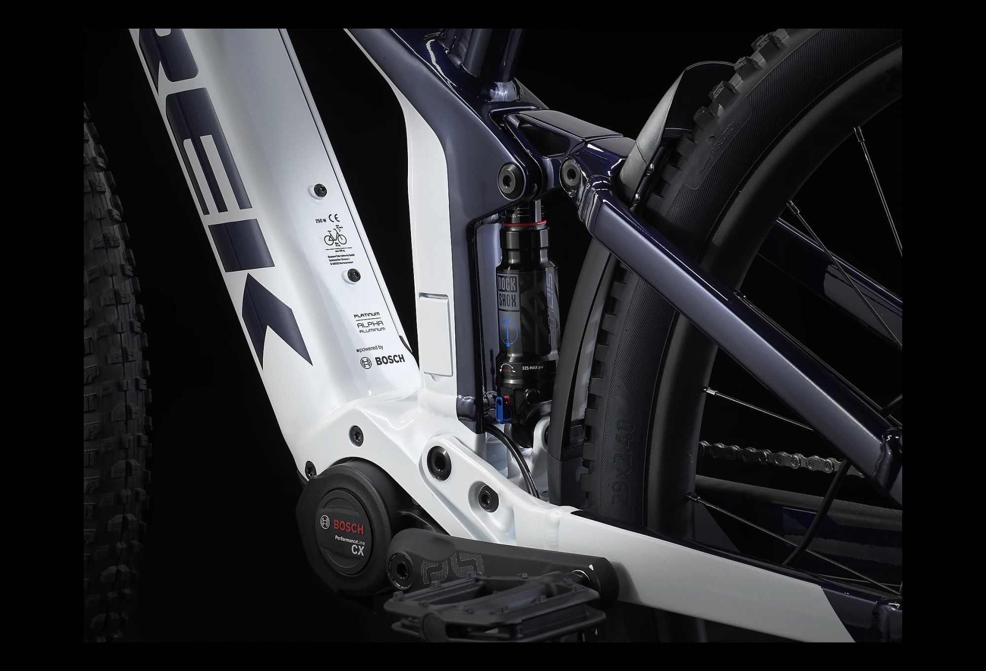VTT Électrique Tout-Suspendu Trek Powerfly FS 7 Shimano SLX XT 12V 625 Wh 29'' Blanc / Bleu Alpine 2022 – Image 5