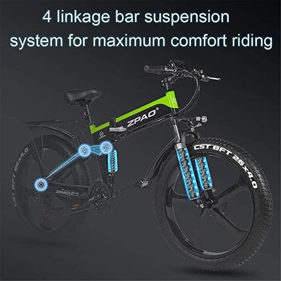 RDJM VTT Electrique, 1000W Fat vélo électrique 48V Batterie au Lithium Mens Montagne E vélo 21 Vitesses 26 Pouces – Image 3