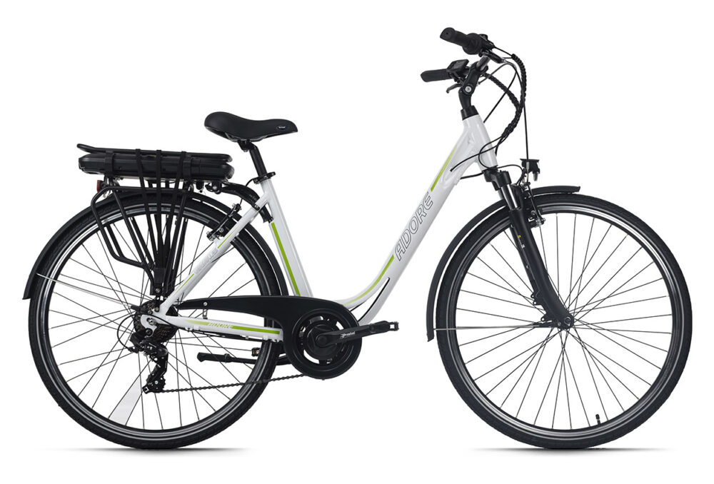 Vélo électrique femme aluminium Adore Versailles 28'' E-Bike blanc-vert 36 V/10 4 Ah Li-Ion-Akku 7 vitesses