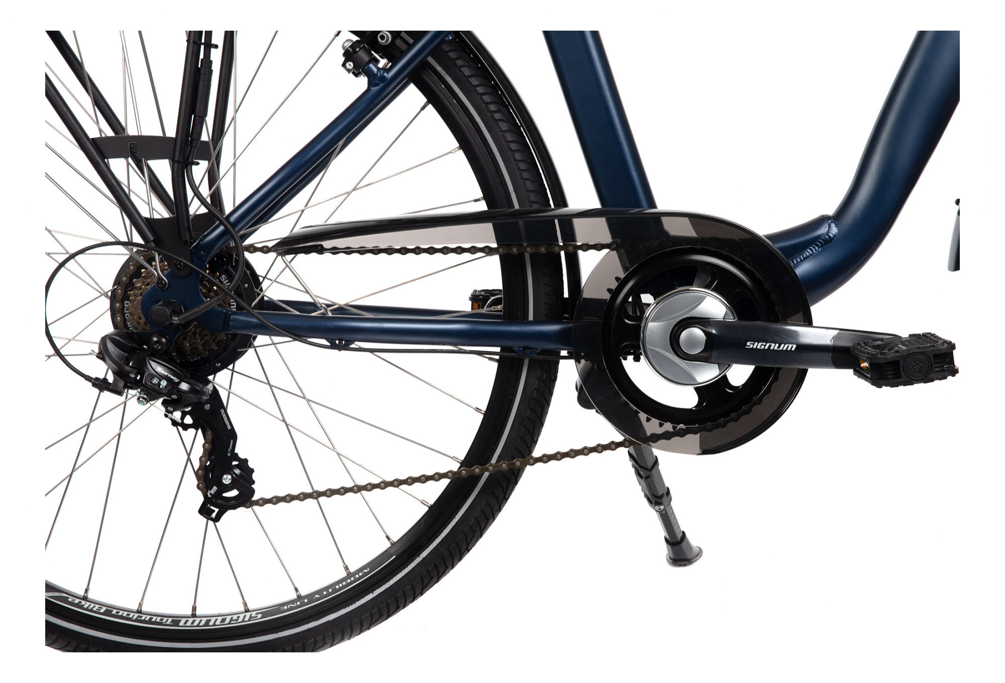 Bicyklet Claude Shimano Tourney 7V 500 Wh 700 mm Bleu Nuit Mat Marron – Image 3