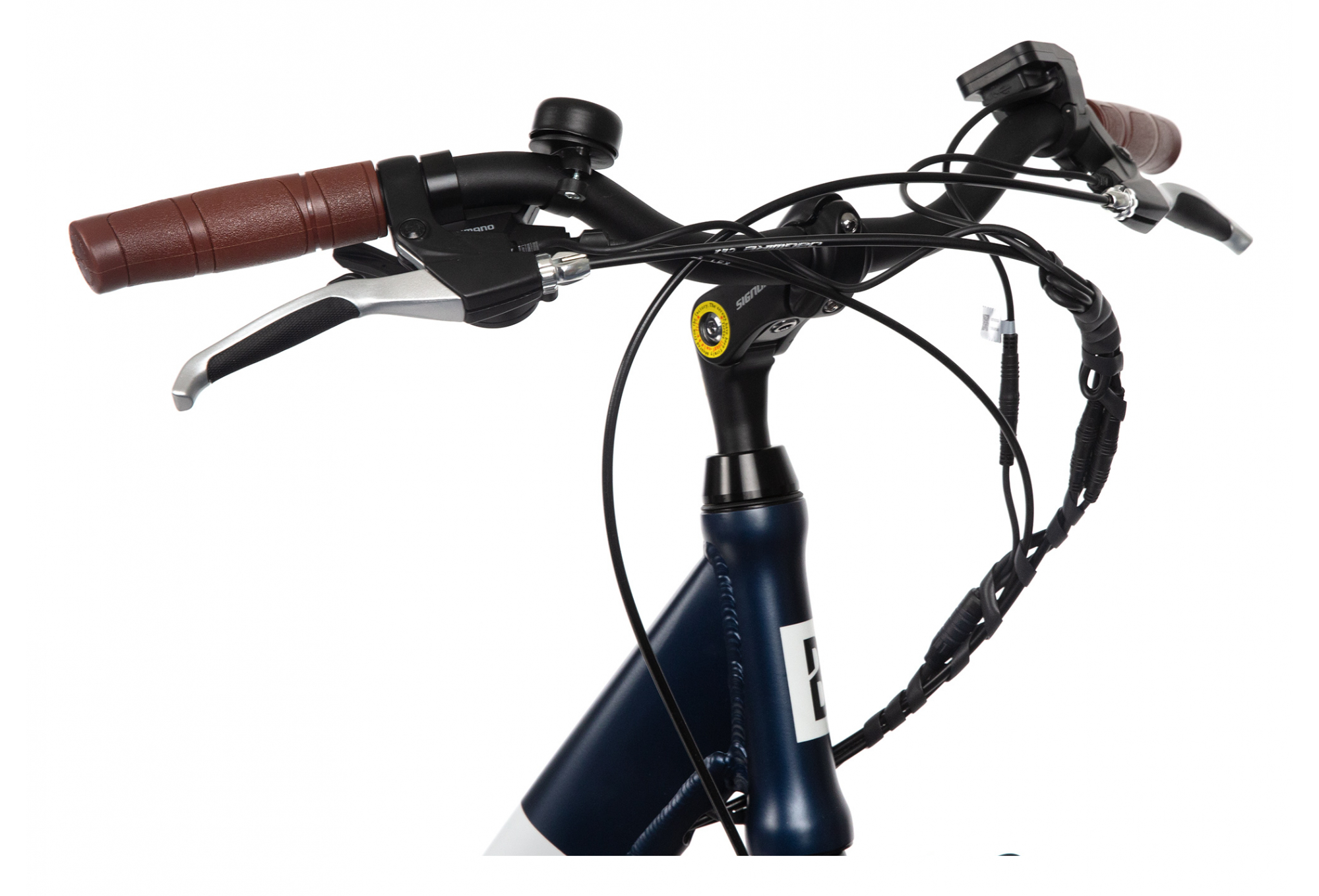 Bicyklet Claude Shimano Tourney 7V 500 Wh 700 mm Bleu Nuit Mat Marron – Image 7