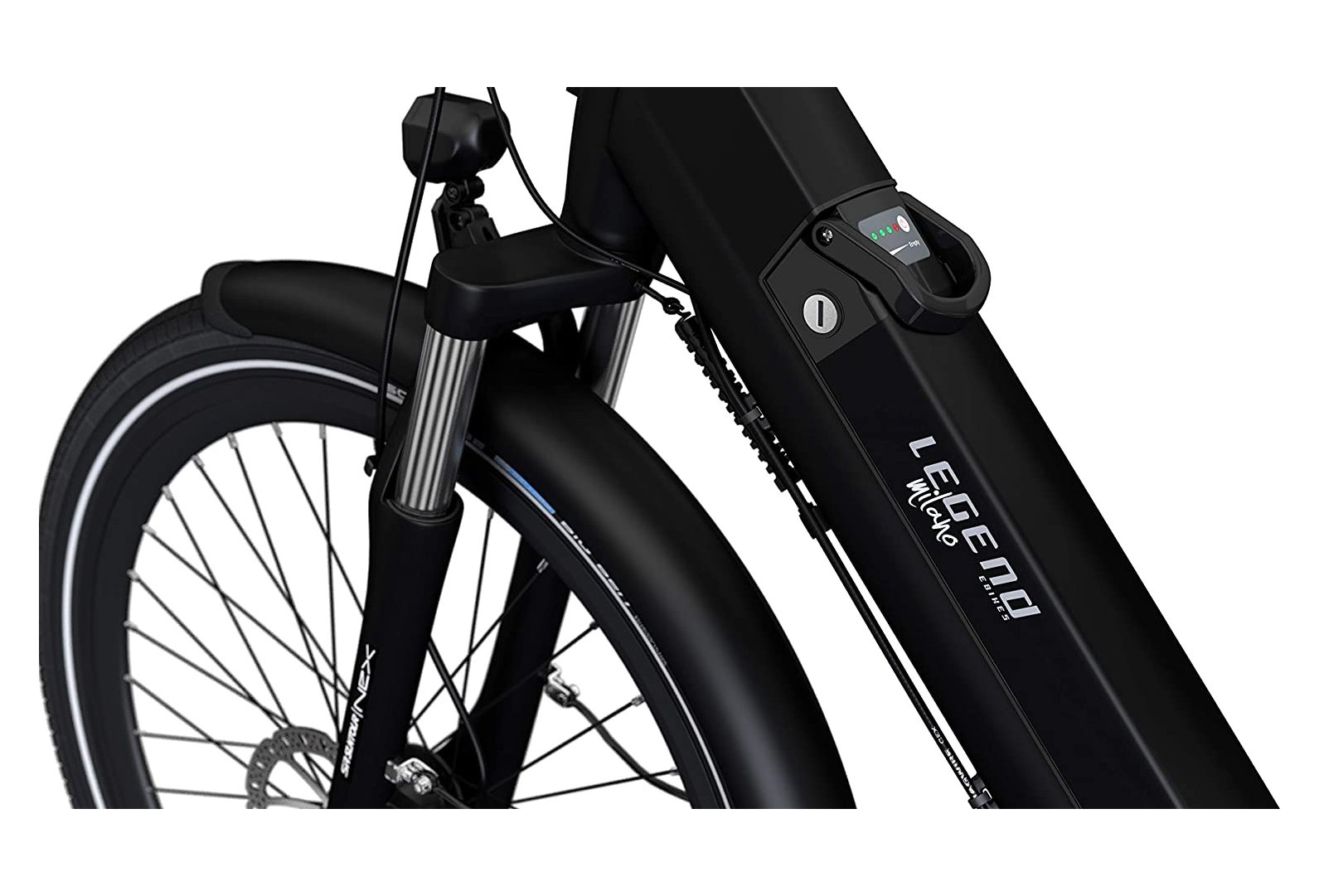 Legend Milano Vélo Electrique Ville Smart eBike Roues de 26 Pouces, Freins Disque Hydraulique, Batterie 36V 10.4Ah Sanyo-Panasonic (374.4Wh), Blanc Artic – Image 6