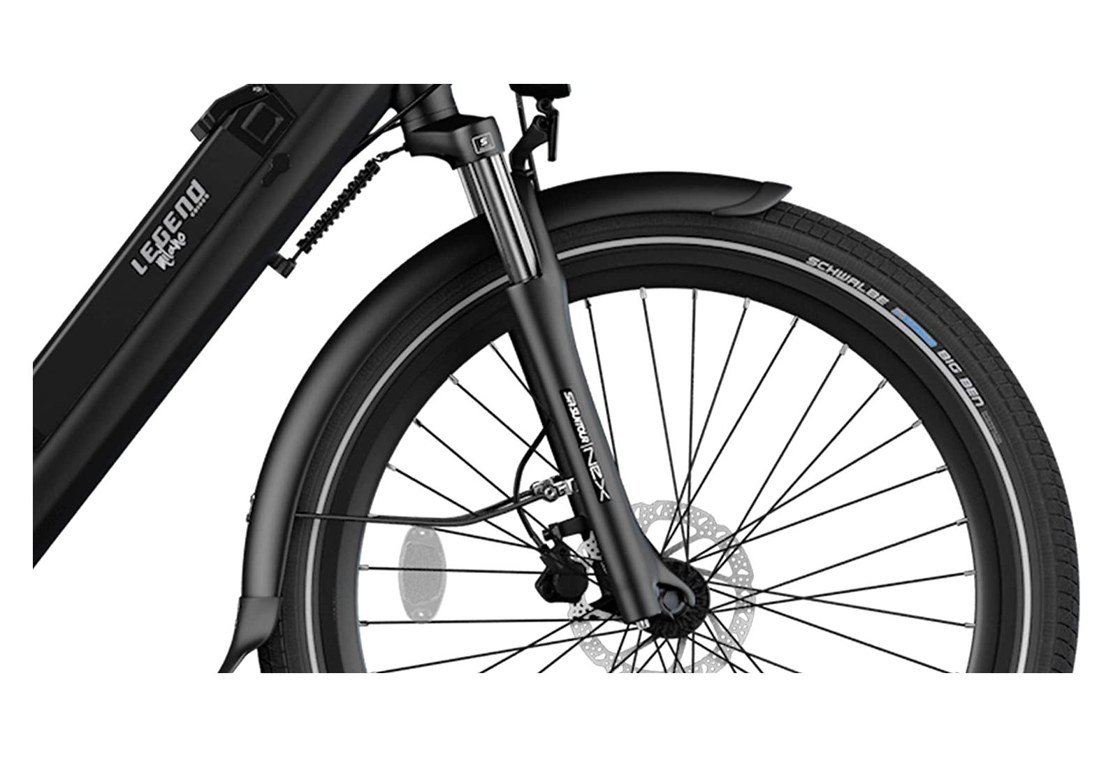 Legend Milano Vélo Electrique Ville Smart eBike Roues de 26 Pouces, Freins Disque Hydraulique, Batterie 36V 10.4Ah Sanyo-Panasonic (374.4Wh), Blanc Artic – Image 5