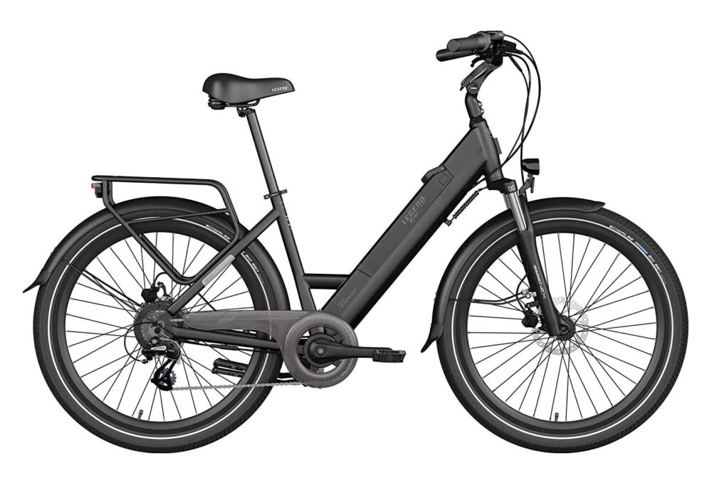 Legend Milano Vélo Electrique Ville Smart eBike Roues de 26 Pouces, Freins Disque Hydraulique Batterie 36V 10.4Ah Sanyo-Panasonic (374.4Wh) Noir Onyx