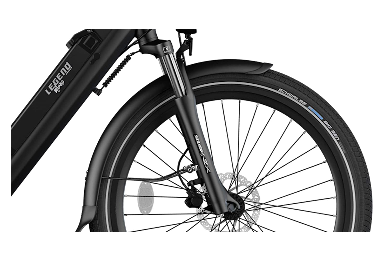 Legend Milano Vélo Electrique Ville Smart eBike Roues de 26 Pouces, Freins Disque Hydraulique Batterie 36V 10.4Ah Sanyo-Panasonic (374.4Wh) Noir Onyx – Image 4
