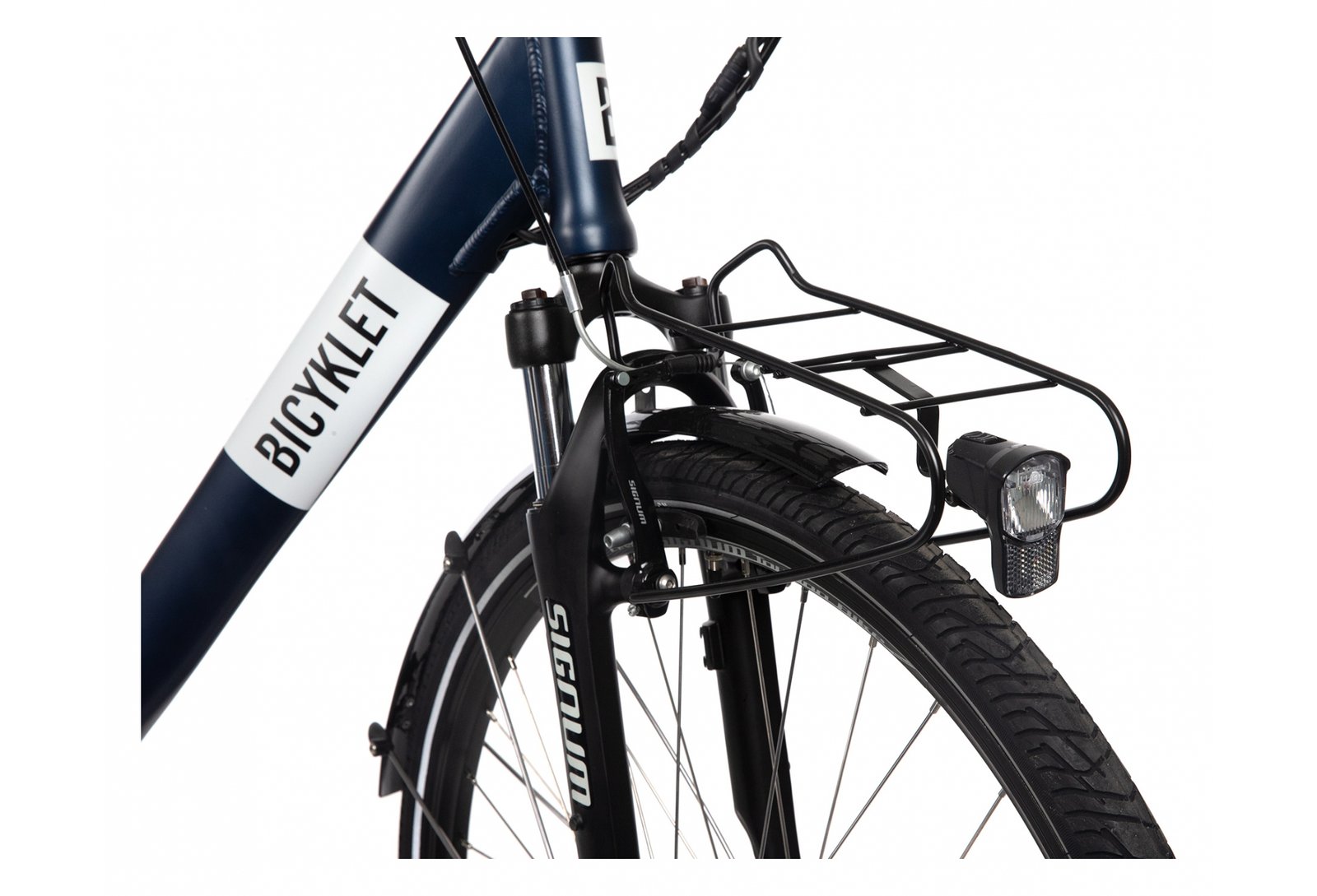 Mixte Bicyklet Claude Shimano Tourney 7V 500 Wh 700 mm Bleu Nuit Mat Marron – Image 7