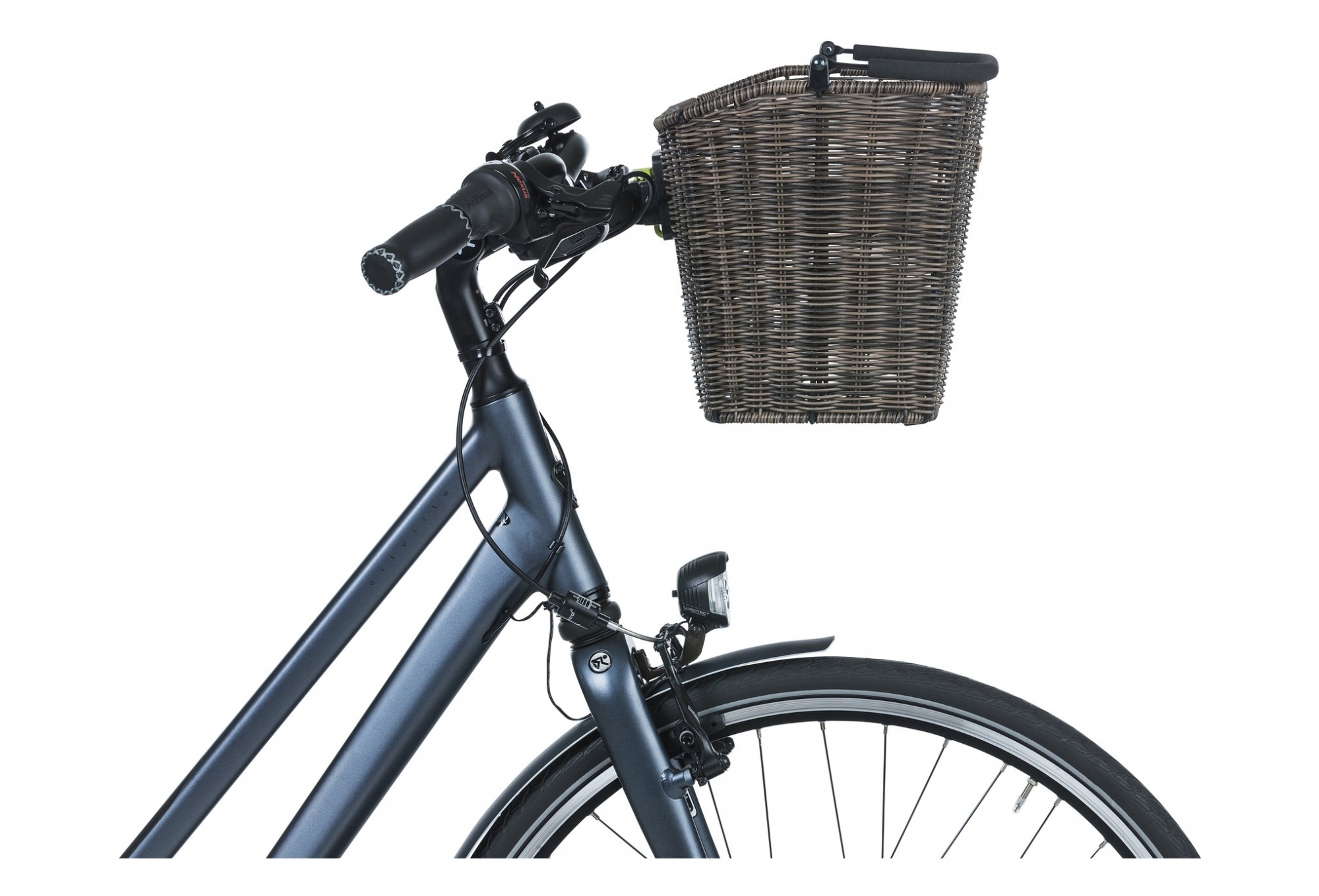 PANIER DE VÉLO AVANT BASIL BREMEN RATTAN LOOK KF BRUN FONCÉ – Image 5