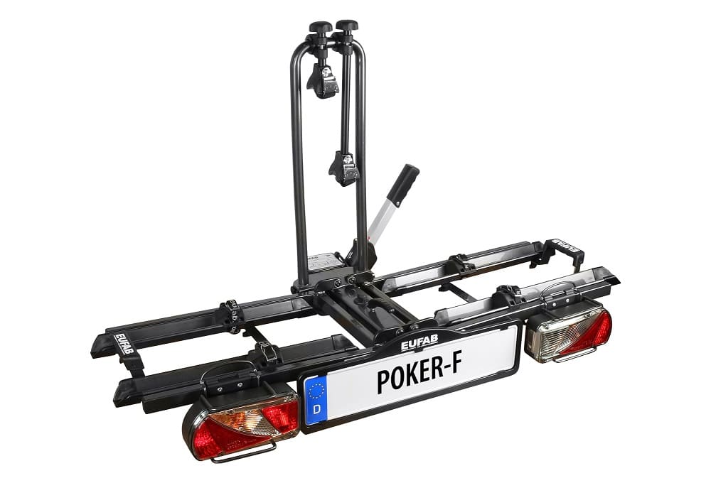 Porte-Vélos sur Boule d'Attelage Eufab Poker-f Prise 13 Broches - 2 Vélos (Compatible E-Bikes) Noir Argent