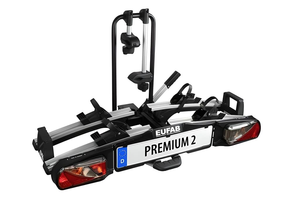 Porte-Vélos sur Boule d'Attelage Eufab Premium 2 Prise 13 Broches - 2 Vélos (Compatible E-Bikes) Noir Argent