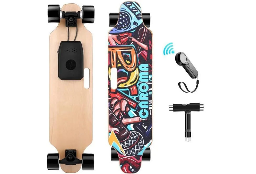 Skateboard électrique 350W Planche à roulettes à deux moteurs avec moyeu de roue PU avec télécommande sans fils