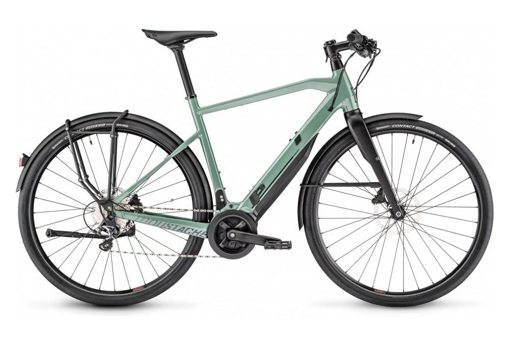 VTC Électrique Moustache Friday 28.3 Shimano Tiagra 10V 400 Wh 70mm Vert Pastel
