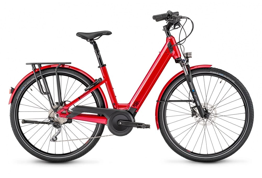 VTC Électrique Moustache Samedi 28.5 Open Shimano Deore 10V Rouge Métal