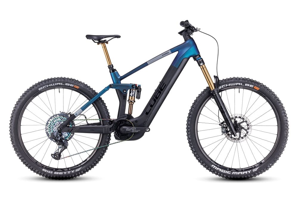 VTT Électrique Tout-Suspendu Cube Stereo Hybrid 160 HPC SLT 750 27.5 Sram XX1 Eagle AXS 12V 750 Wh 27.5" Bleu Gris 2023