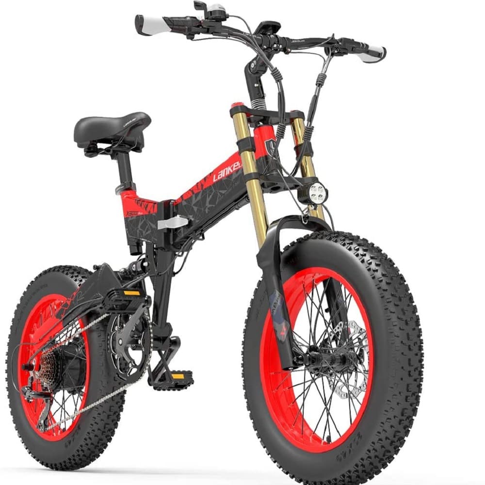 VTT électrique Pliable Lankeleisi X3000 Plus 1000W 20" Fat Bike 17.5Ah Bleu – Image 5