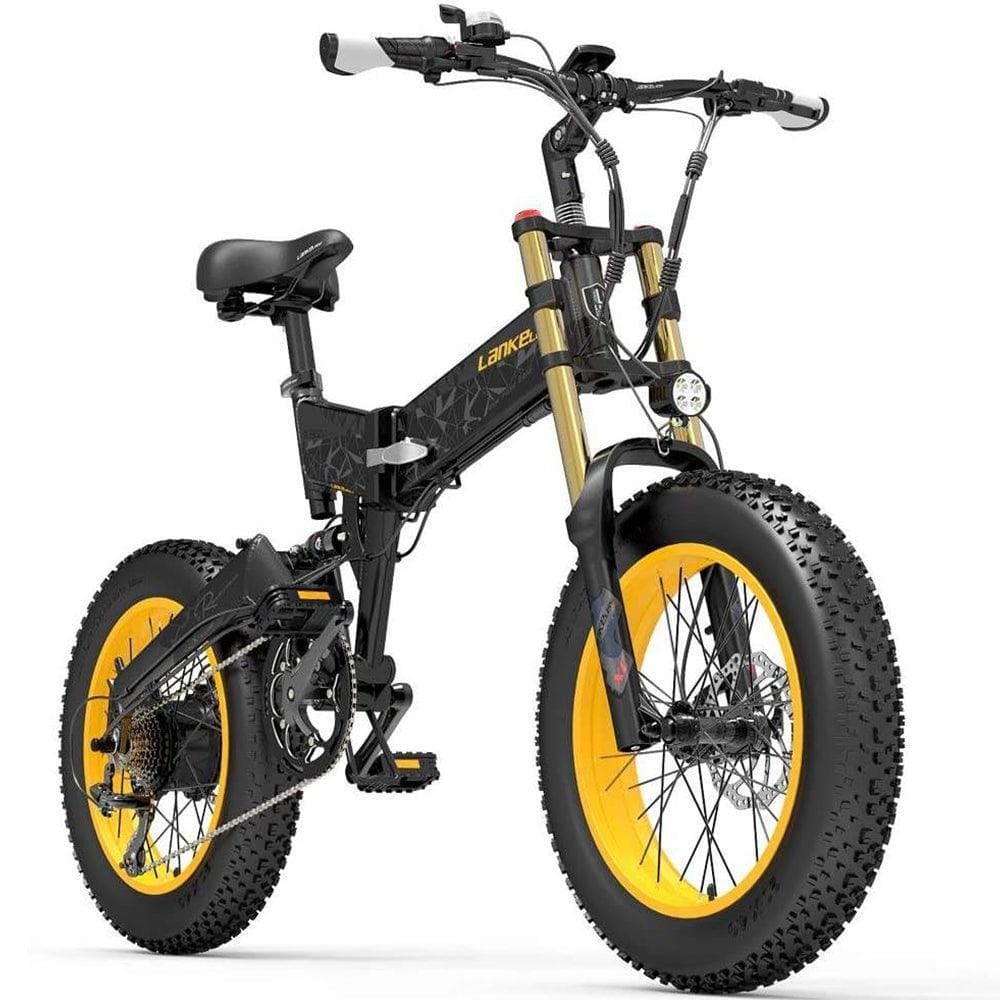 VTT électrique Pliable Lankeleisi X3000 Plus 1000W 20" Fat Bike 17.5Ah Bleu – Image 4