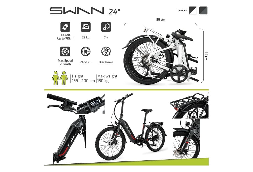 Vélo Electrique Pliant Flebi Swan 24 Blanc – Image 3