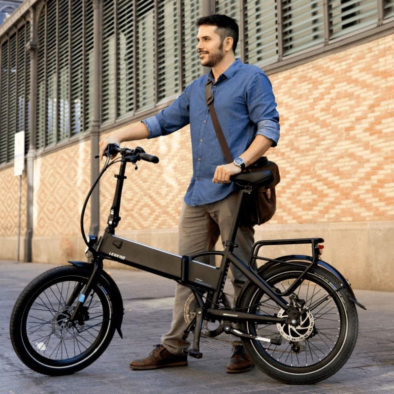 Vélo Electrique Pliant Legend Monza Smart eBike Roues de 20 Pouces Freins Disque Hydraulique Batterie 36V 10.4Ah Sanyo-Panasonic (374.4Wh) Argent – Image 3