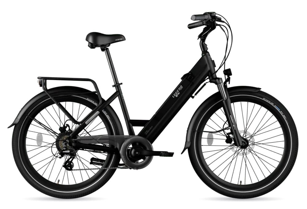 Vélo Electrique Ville Legend Milano Smart eBike Roues de 26 Pouces Freins Disque Hydraulique Batterie 36V 10.4Ah Sanyo-Panasonic (374.4Wh) Noir Onyx