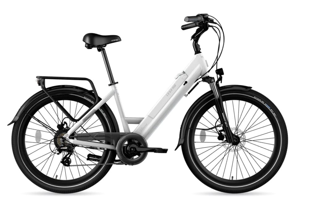 Vélo Electrique Ville Legend Milano Smart eBike Roues de 26 Pouces Freins Disque Hydraulique Batterie 36V 14Ah Panasonic (504Wh) Blanc