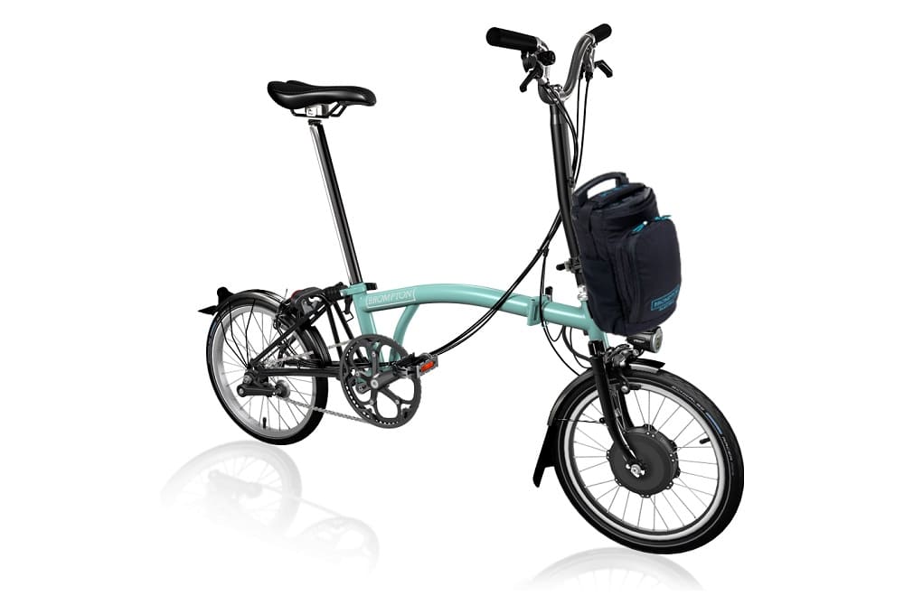 Vélo Pliant Électrique Brompton C-Line Explore Guidon Haut 300 Wh Turkish green