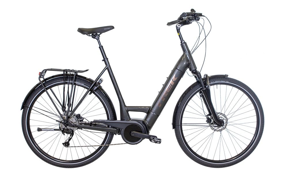 Vélo de Ville Électrique Trek Verve+ 4 Lowstep Shimano Alivio 9V 500 Wh Gris Lithium 2023 XL