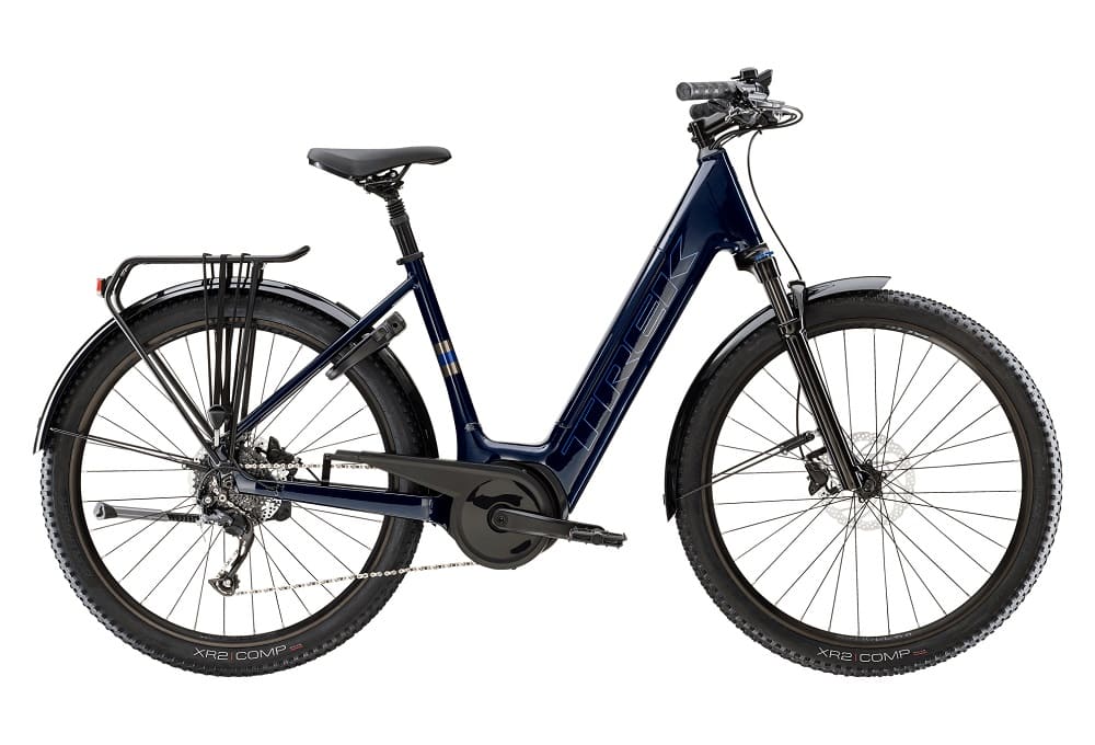 Vélo de Ville Électrique Trek Verve+ 4 Lowstep Shimano Altus 9V 545 Wh Bleu Foncé 2023