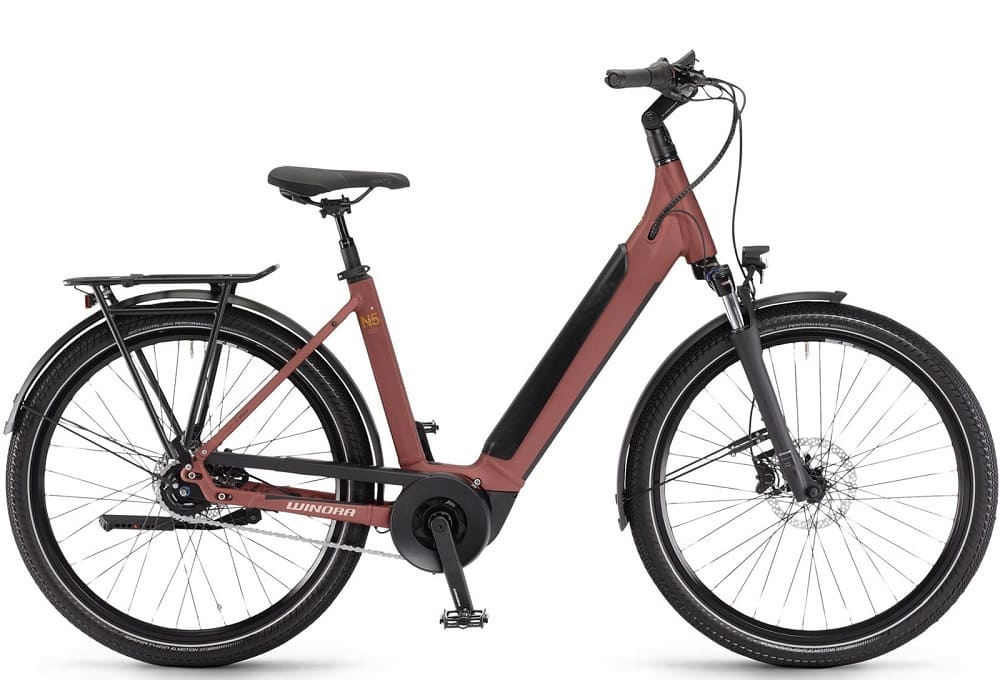 Vélo de Ville Électrique WINORA Sinus N5f Maroonred Matt 625WH 2023