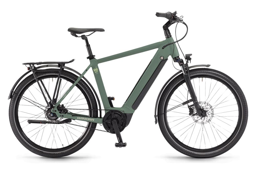 Vélo de Ville Électrique Winora Sinus R8f Eco Gents Shimano Nexus 8V 500 Wh 650b Vert 2023