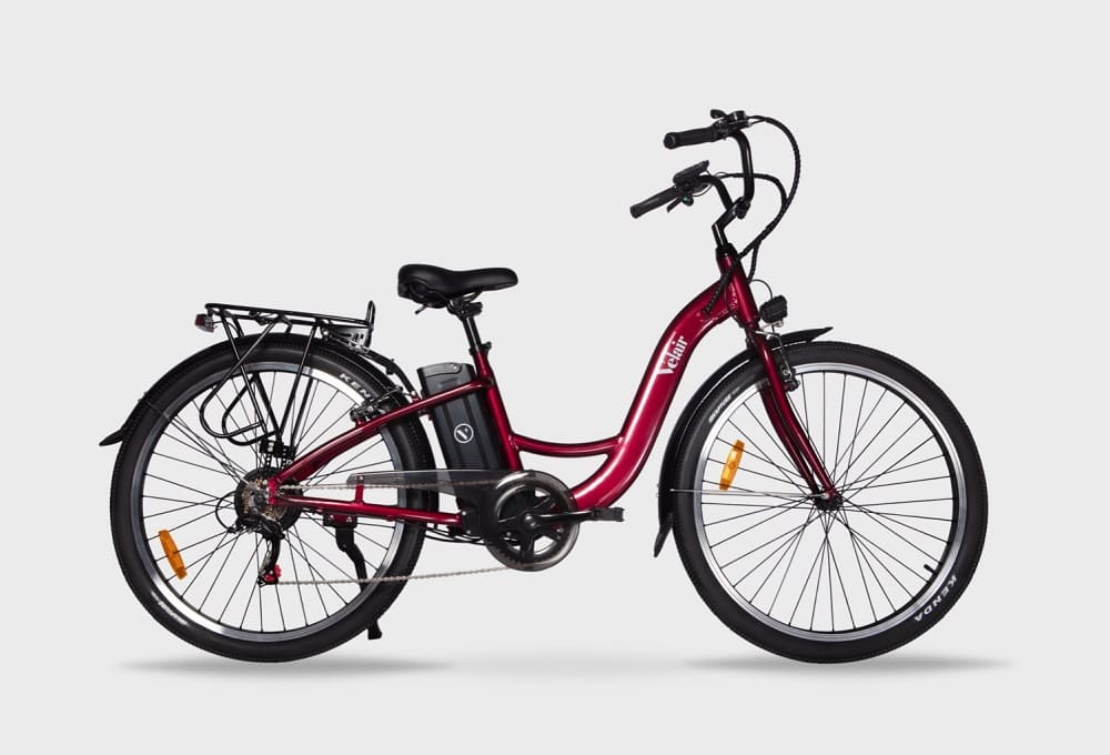 Vélo électrique Velair CITY 28" Shimano 6 Vitesses Freins a patins Autonomie 60 km Cadre aluminium Rouge