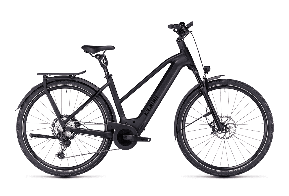 Vélo ville électrique Cube kathmandu hybrid slt 750 black´n´metal trapèze
